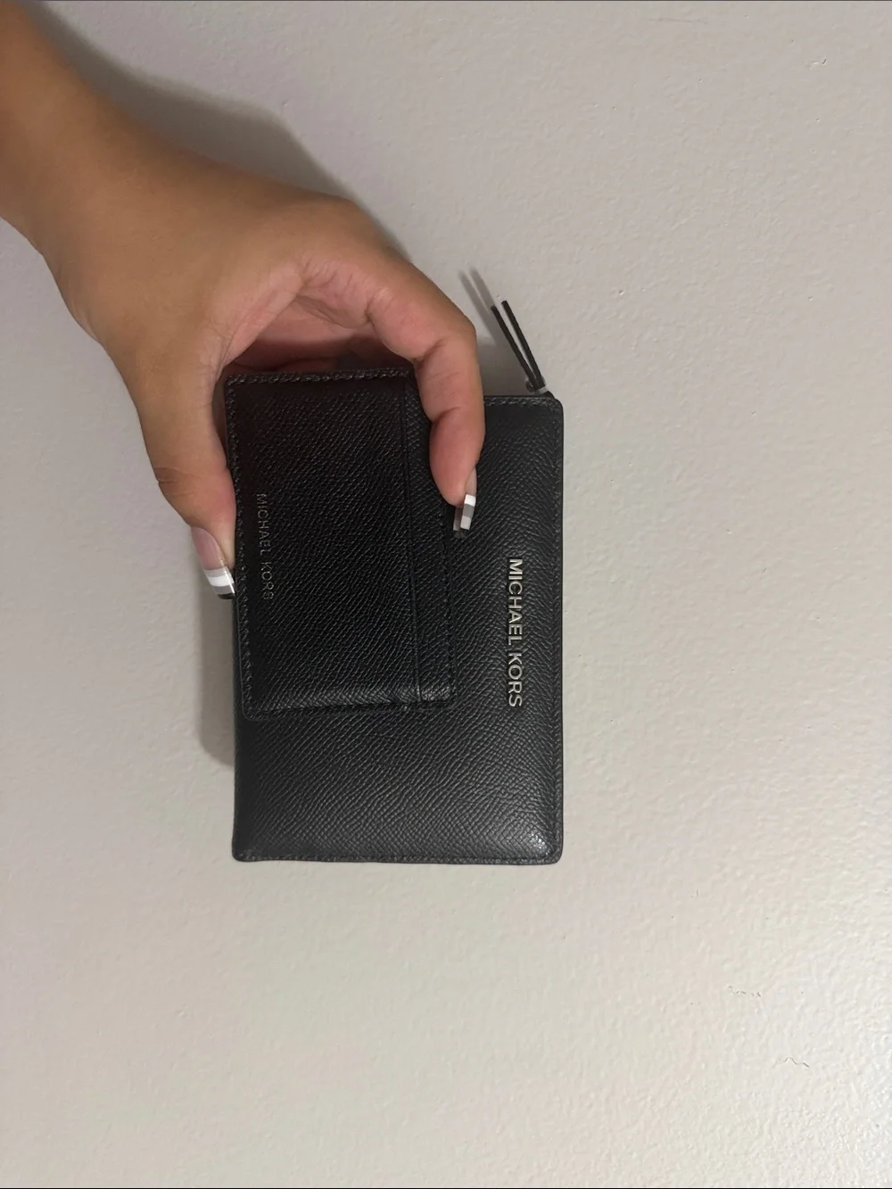 Michael Kors Black Saffiano Leather Zip Card Case